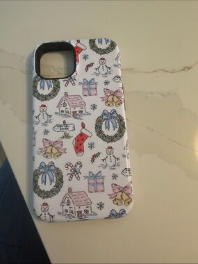 iPhone 14 Casely Festive Holiday Phone Case with Wreaths, Snowmen & Gifts